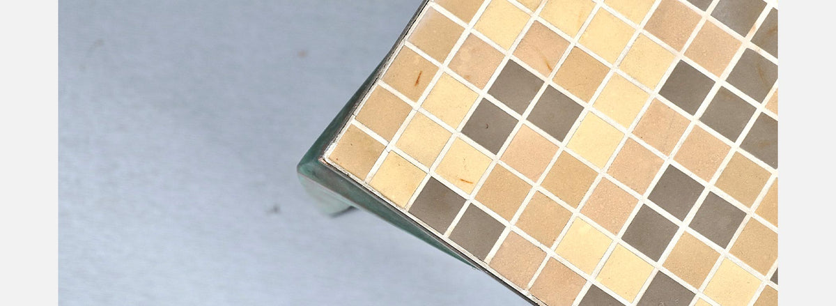 Japanese Modern Brass & Murano Mosaic Tile Top Side Table