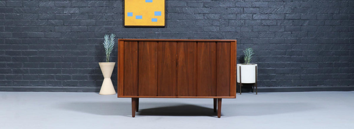 California Modern Tambour-Door Credenza by Barzilay