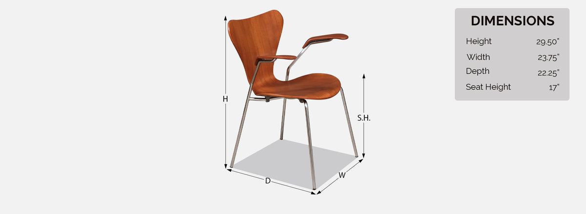 Arne Jacobsen Series-7 Teak Desk Chair for Fritz Hansen