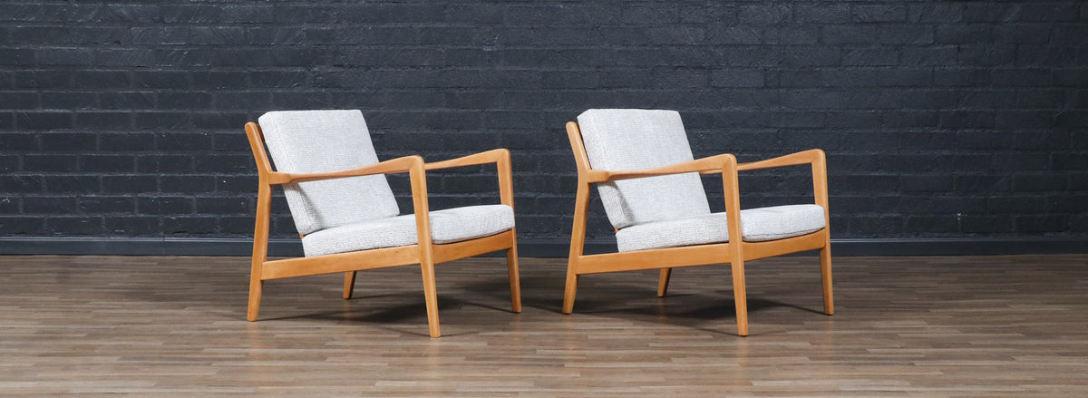 Folke Ohlsson Model "Tema 1" Beechwood Lounge Chairs for Dux