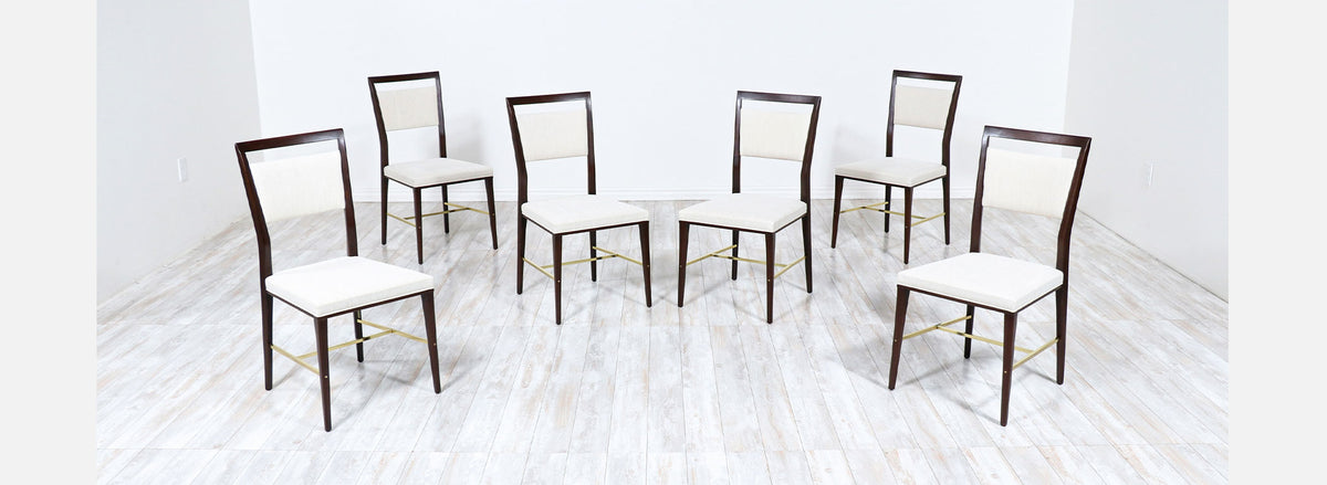 Paul McCobb "Irwin Collection" Dining Chairs with Brass Accents for Calvin Furniture