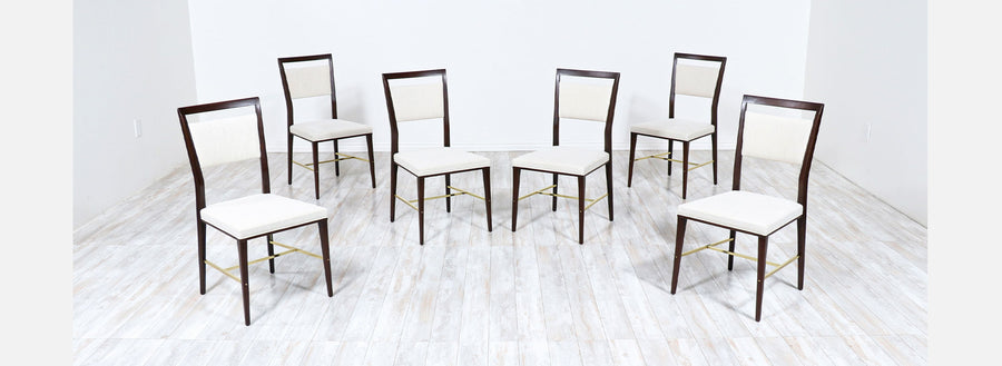 Paul McCobb "Irwin Collection" Dining Chairs with Brass Accents for Calvin Furniture