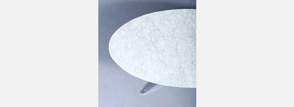 Florence Knoll Italian Carrara Marble & Chrome Dining Table or Desk
