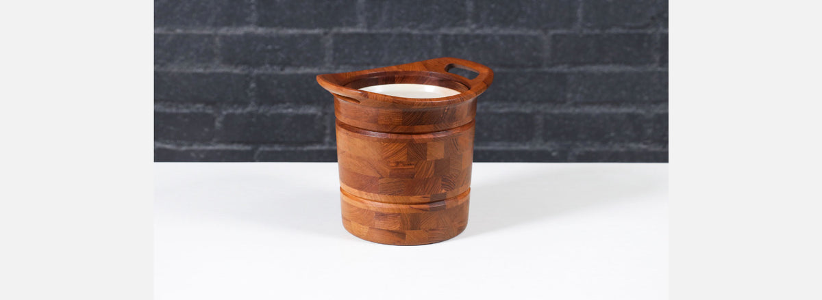 Danish Modern Sculpted Teak Ice Bucket by ESB