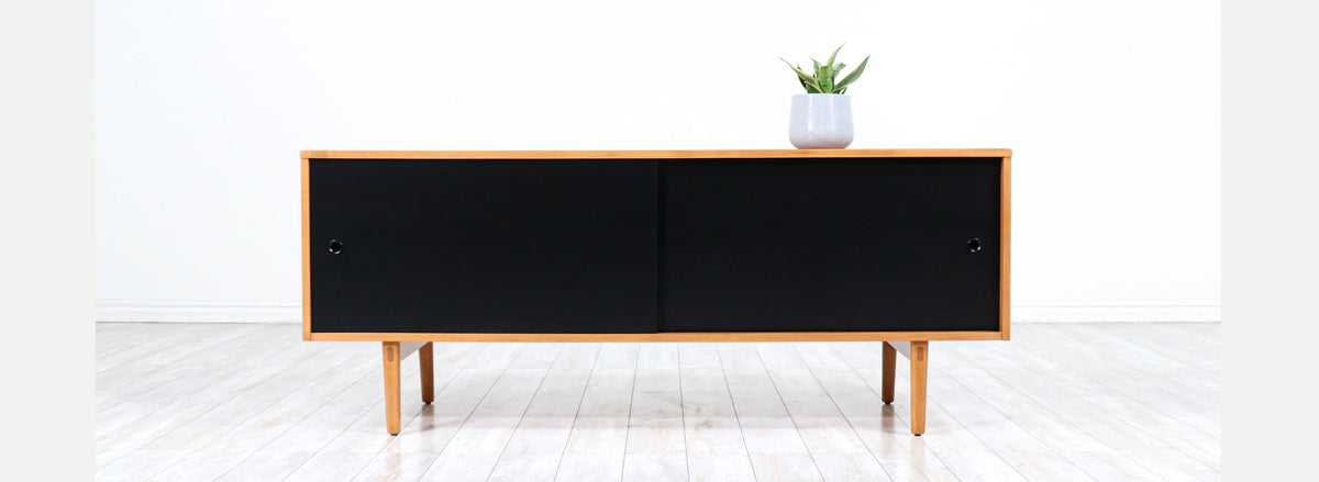 Paul McCobb "Planner Group" Credenza with Black Doors for Winchendon Furniture Co.