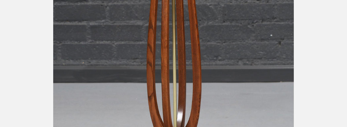 Mid-Century Sculpted Wood Floor Lamp by Roller Lamp Co.