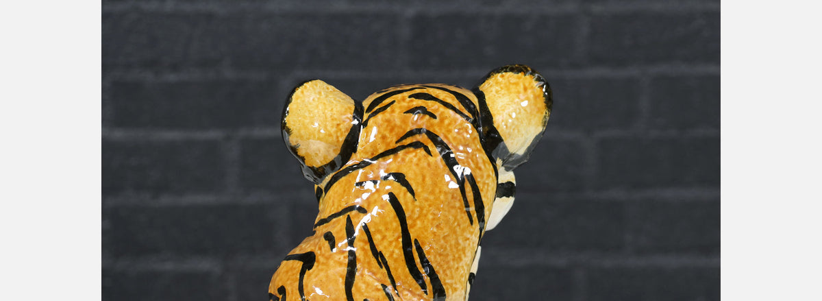 Mid-Century Italian Glazed Ceramic Tiger Sculpture