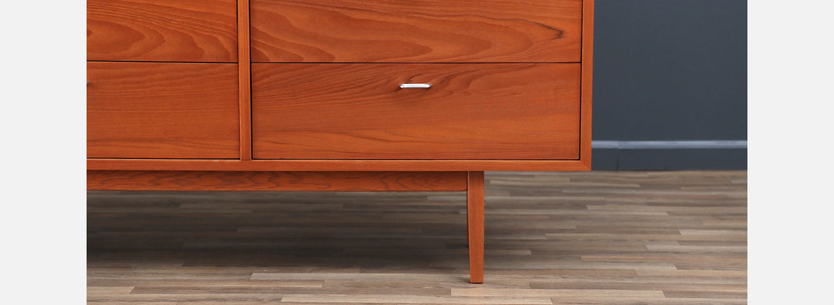 Danish Modern 9-Drawer Teak Dresser with Steel Pulls