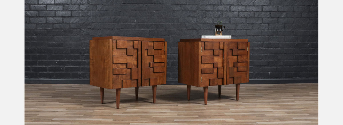 Mid-Century Brutalist "Staccato" Night Stands by Lane
