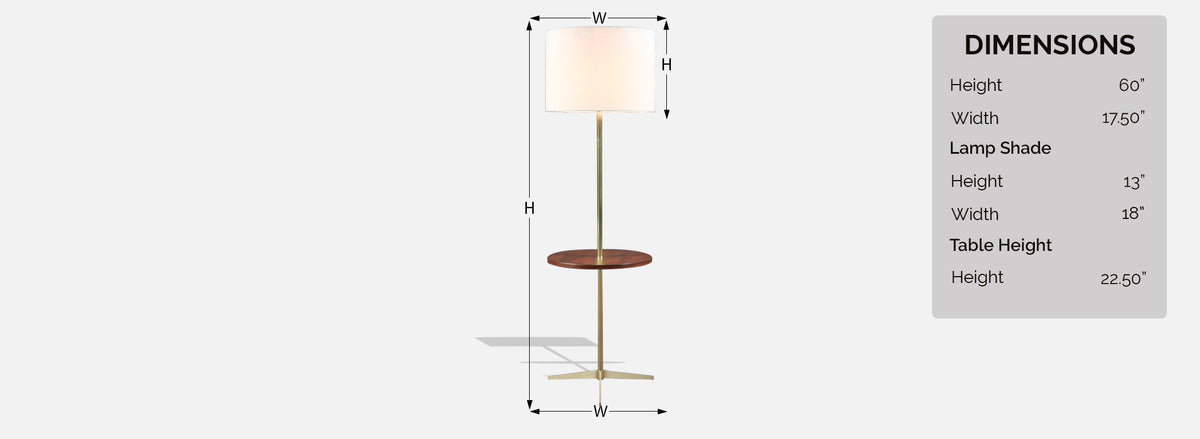 Mid-Century Sculpted Brass Tripod Floor Lamp w/ Side Table by Laurel
