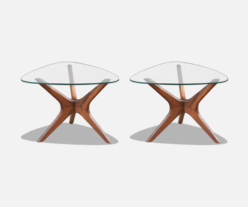 Adrian Pearsall "Jax" Sculpted Walnut Side Tables