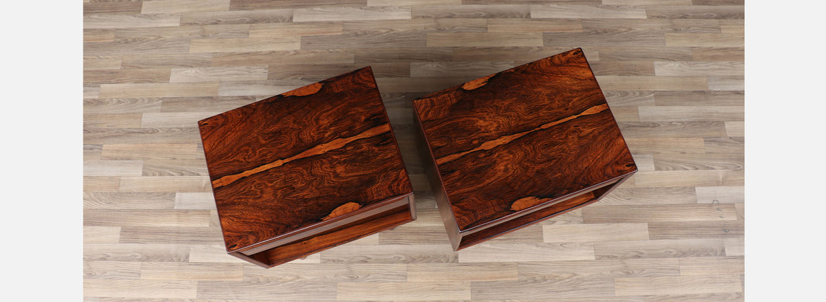 Mid-Century Rosewood Night Stands with Bookcase by Westnofa