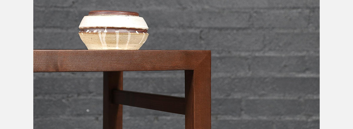 Pair of Californian Modern Travertine Top Side Tables