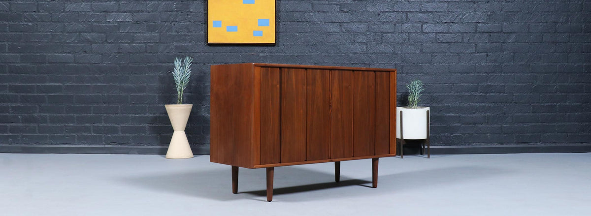California Modern Tambour-Door Credenza by Barzilay