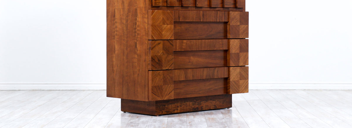 Mid-Century Modern "Stacatto" Geometric Highboy by Lane Furniture