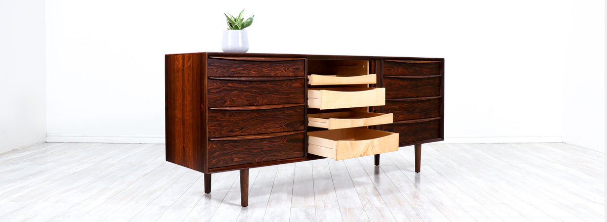 Svend A. Larsen Tambour-Door Rosewood Dresser for Falster Møbelfabrik