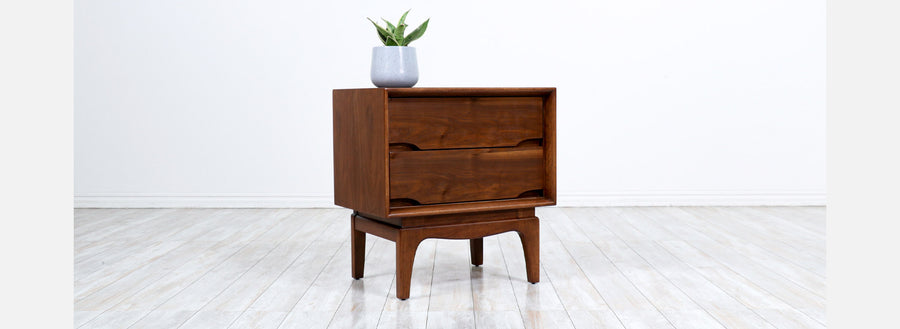 Mid-Century Modern Sculpted Walnut Night Stand