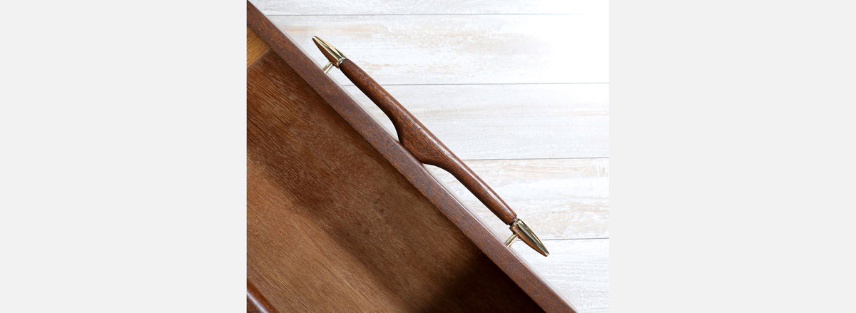 Mid-Century Night Stands with Brass Accents by John Keal for Brown Saltman