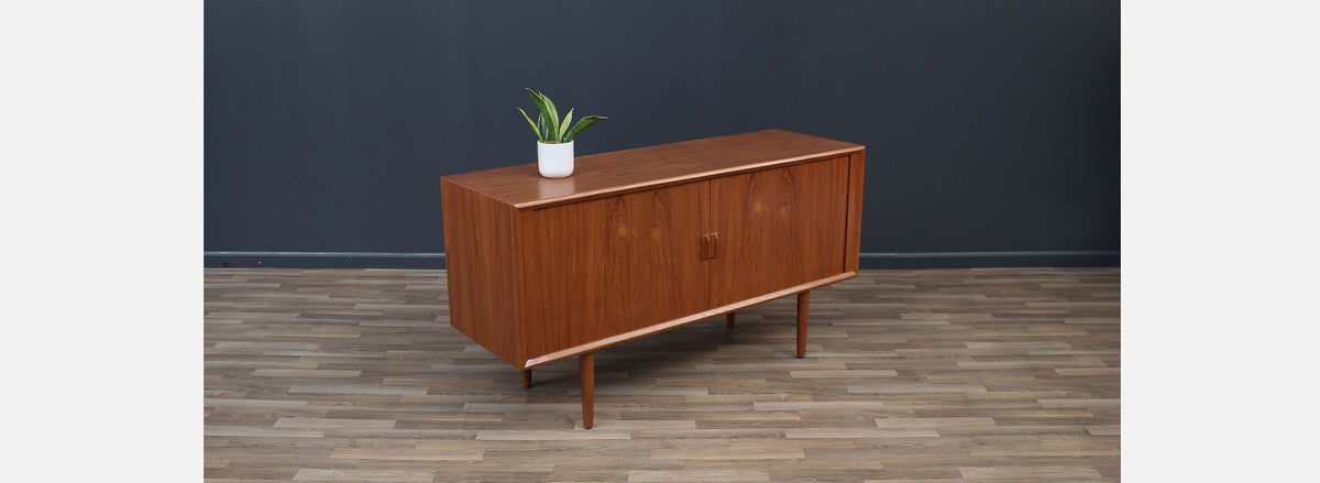 Danish Modern Tambour-Door Teak Credenza by Svend A. Larsen