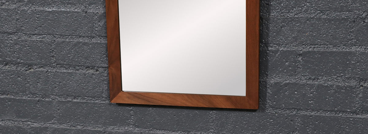 Mid-Century Modern Sculpted Walnut Beveled Frame Arch Mirror