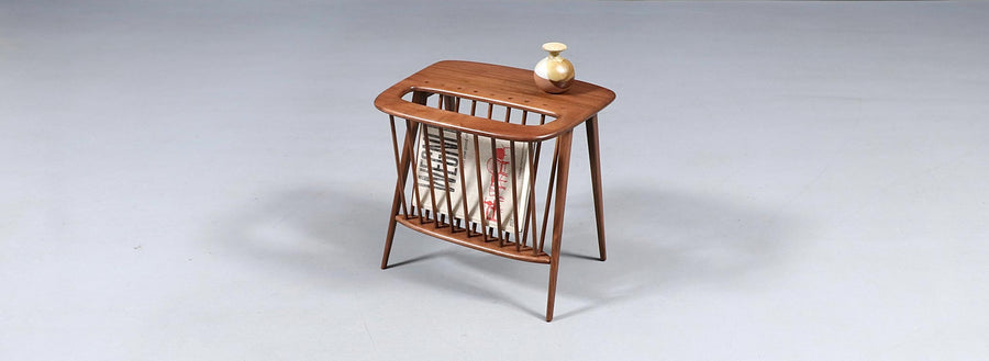 Arthur Umanoff Mid-Century Spindle Side Table With Magazine Shelf