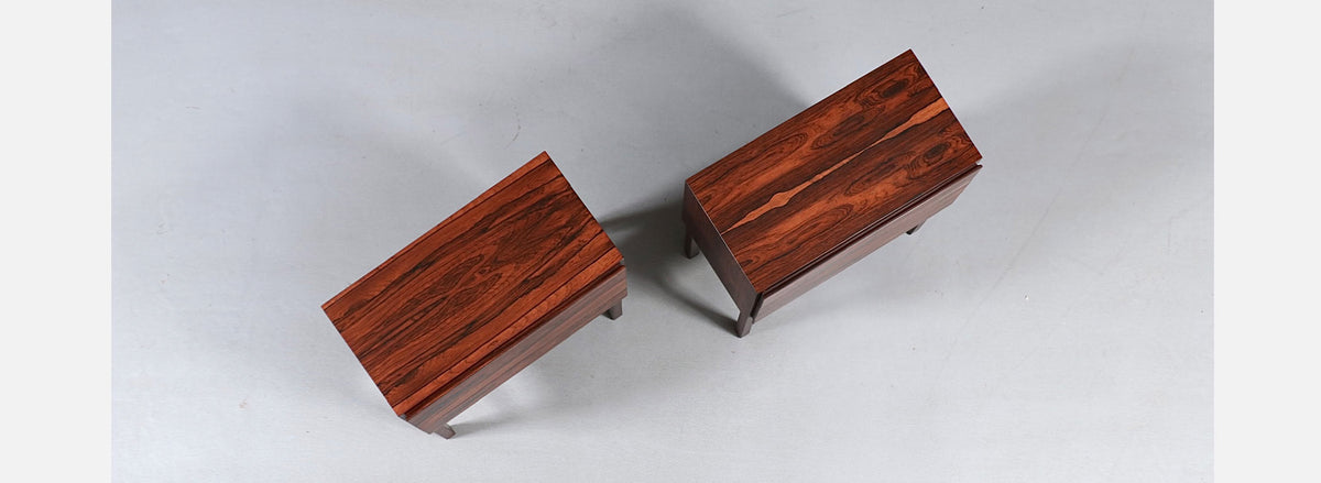 Danish Modern 3-Drawer Rosewood Night Stands