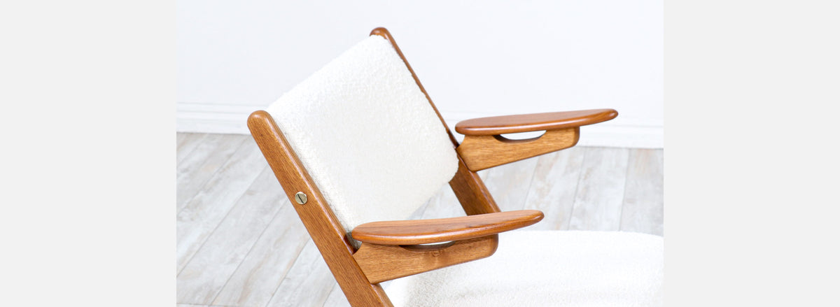 Danish Modern Sculpted Oak & Teak Arm Chair by Arne-Hovmand Olsen