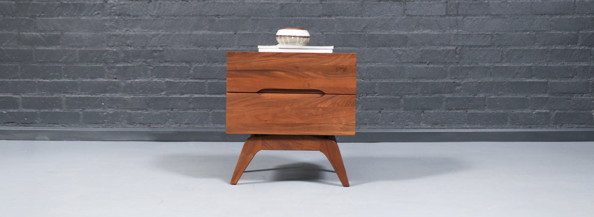 Californian Modern Sculpted Walnut Night Stand