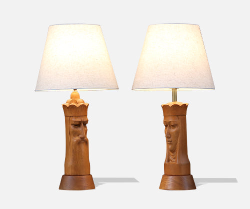 Mid-Century King & Queen Chess Piece Table Lamps by Lighthouse Co.