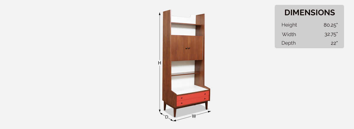 Kipp Stewart Two Tone Lacquered & Walnut Bookshelf for Glenn of CA 