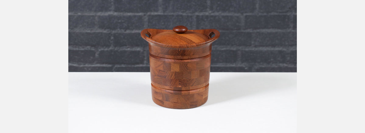 Danish Modern Sculpted Teak Ice Bucket by ESB