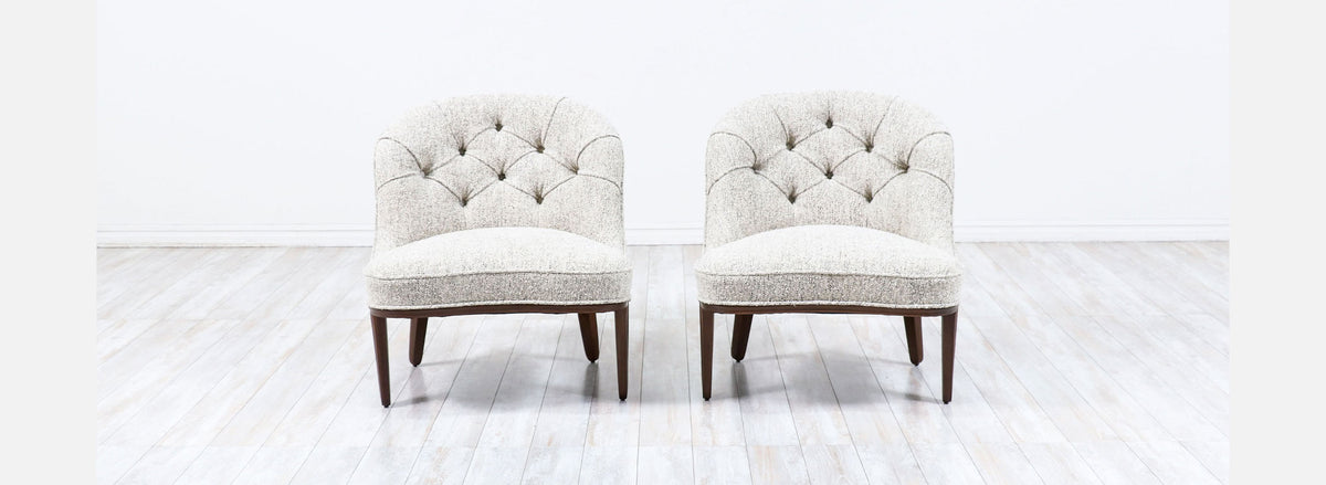 Edward J. Wormley "Janus" Boucle Slipper Chairs for Dunbar