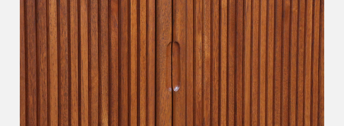 Custom Made Teak & Oak Tambour-Door Credenza by Danish Modern LA