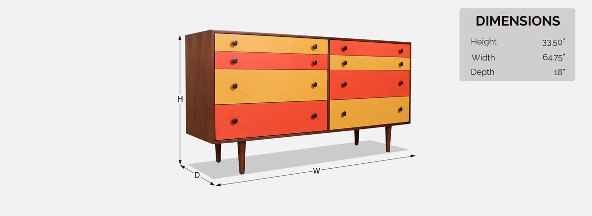 Milo Baughman Multi-Color Lacquered Dresser for Glenn of California. 