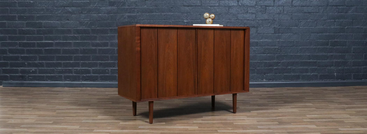 Californian Modern Tambour-Door Walnut Credenza by Barzilay