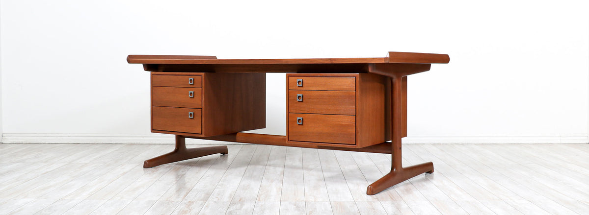 Danish Modern Executive Teak Desk for H.P. Hansen