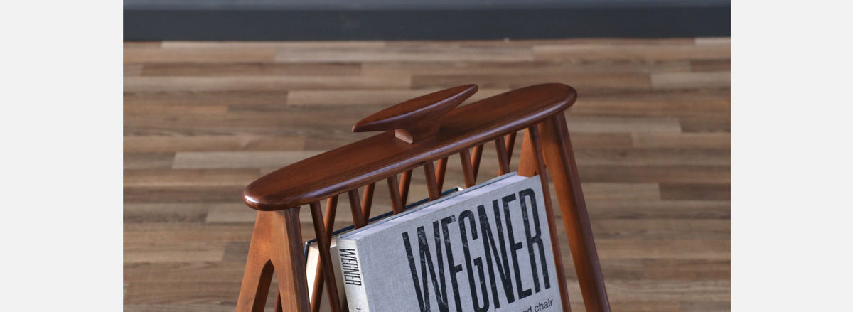 Arthur Umanoff Walnut Sculpted Magazine Rack for Washington Woodcraft 