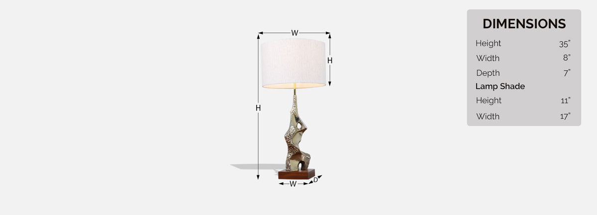 Richard Barr Brutalist Brass Table Lamp for Laurel Lamp Co. 