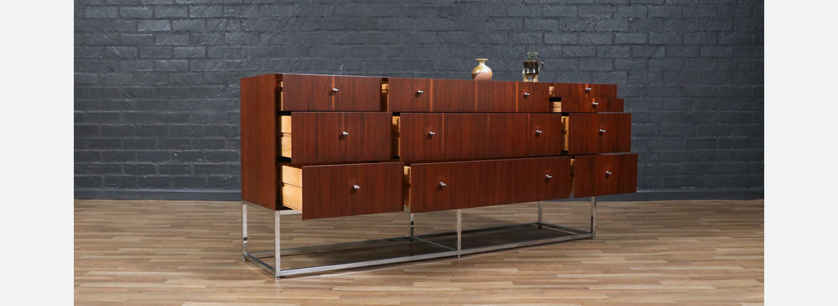 Kipp Stewart Rosewood & Chrome Dresser for Directional