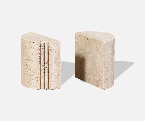 Italian Modernist Travertine Bookends by Fratelli Mannelli for Marble Art