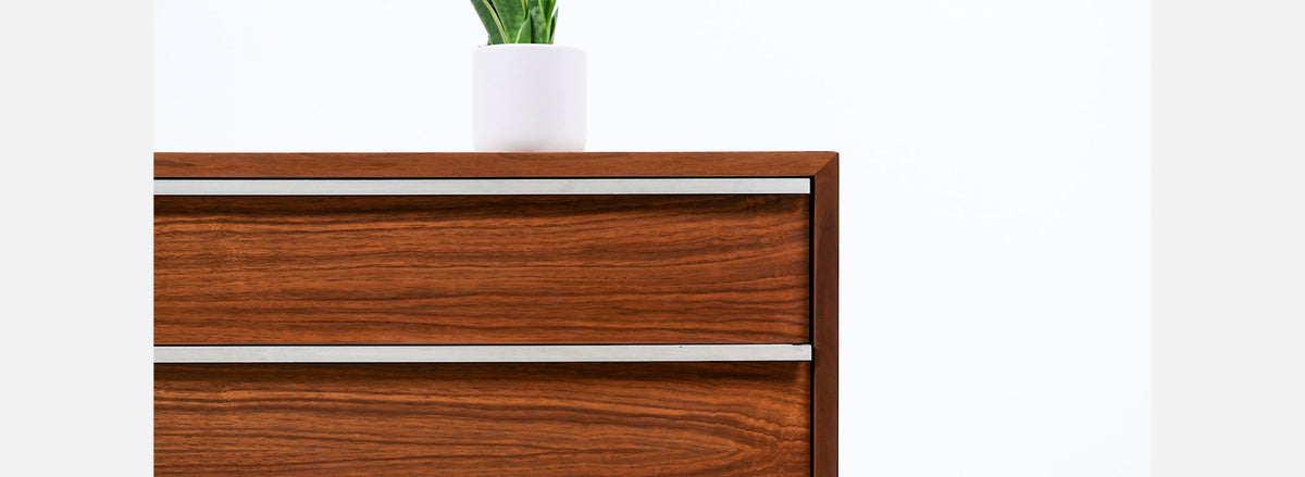 John Keal Walnut Dresser with Metal Accent Pulls for Brown Saltman 
