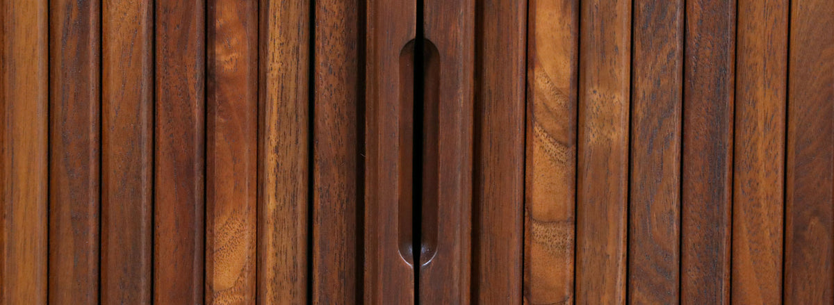 Low Profile Milo Baughman Tambour-Door Credenza for Glenn of CA