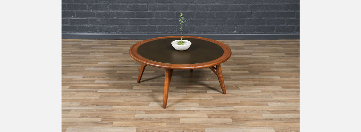 Jack Van der Molen Sculpted Oak & Leather Top Coffee Table