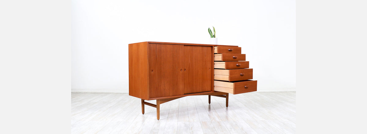 Svend Age Hansen Teak & Oak Credenza with Drawers for Naestved Møbelfabrik