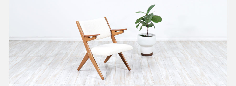 Danish Modern Sculpted Oak & Teak Arm Chair by Arne-Hovmand Olsen
