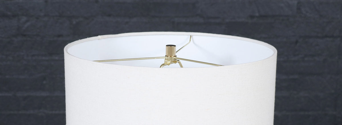 Mid-Century Modern Sculpted Walnut Table Lamp w/ Blue Mosaic Tiles
