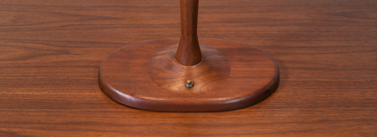 Mid-Century Modern Sculpted Walnut Wood Desk Lamp