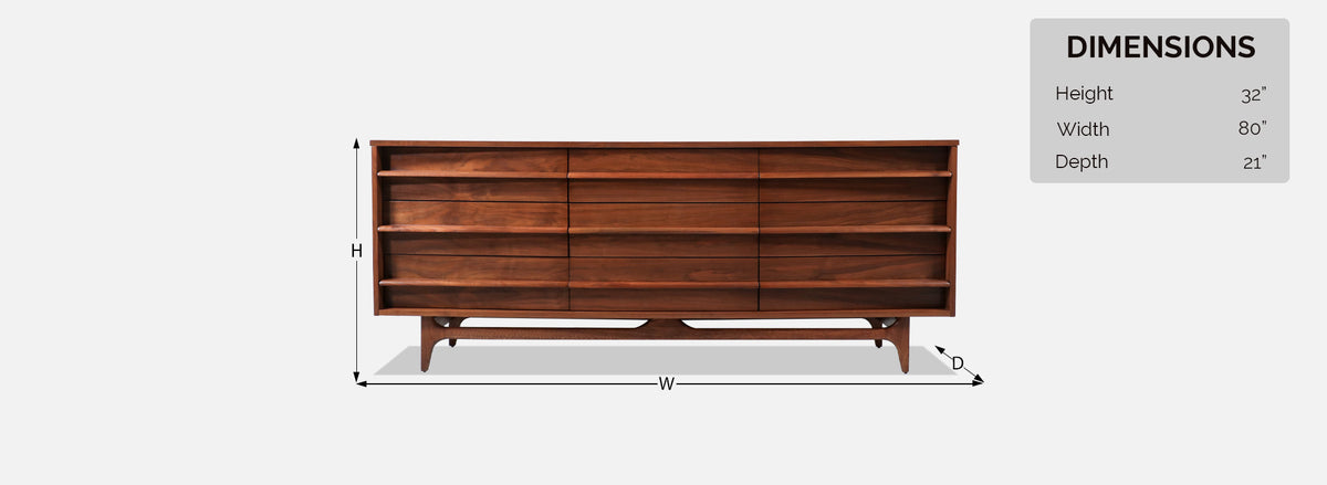 Mid-Century Modern Curved-Front Dresser by Young Furniture