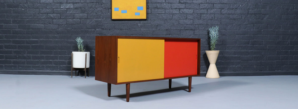 Custom Made Multi-Color Lacquered Credenza by Danish Modern LA