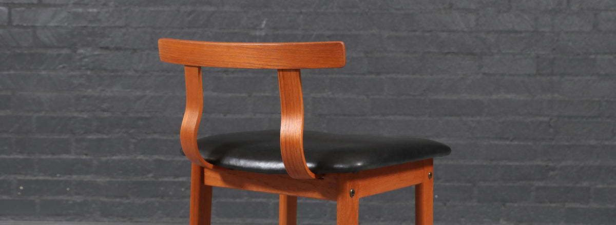 Danish Modern Teak & Leather Bar Stools by Korup Stolefabrik